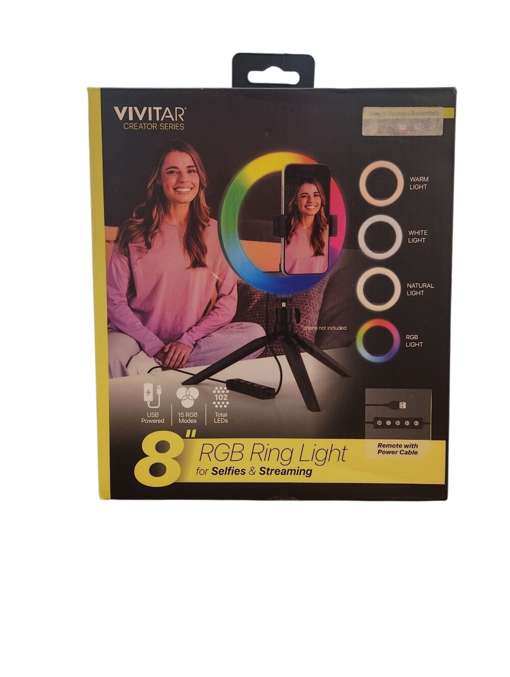 Vivitar 8" RGB Ring Light for Selfies & Streaming NIB